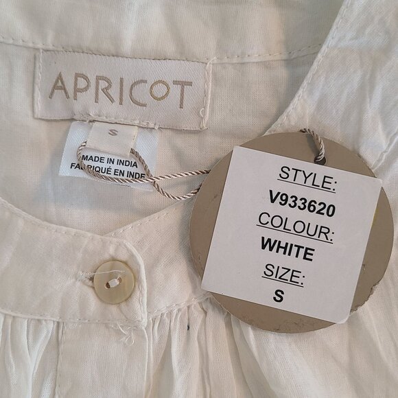 Apricot Broderie Pleat Lace Grandad Collar Oversized Blouse NEW S Cottage - Picture 5 of 9